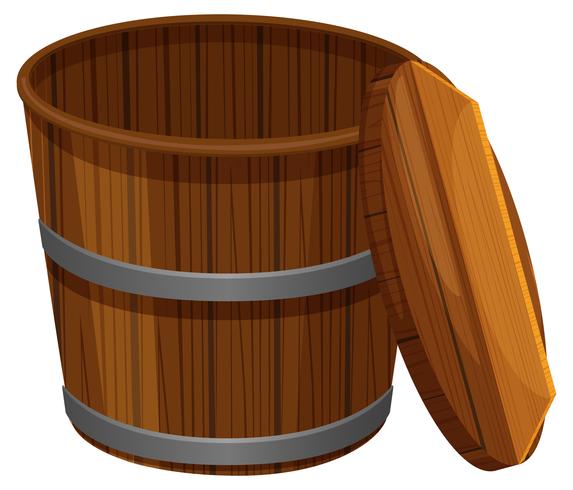 wooden bucket with lid vector