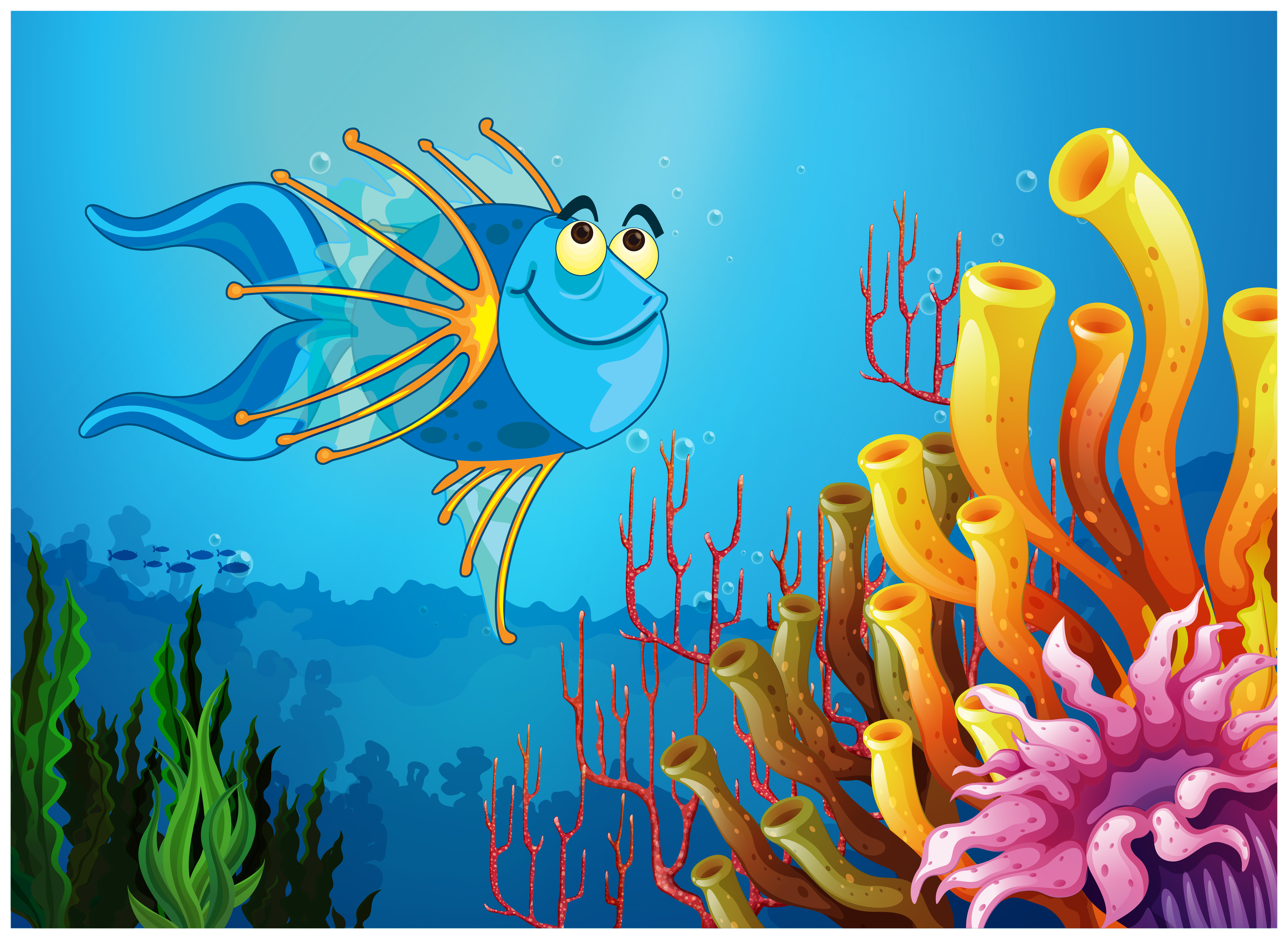 A blue fish under the sea near the coral reefs - Download