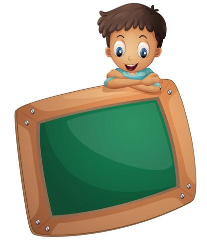 Un niño con un tablero vacío. vector