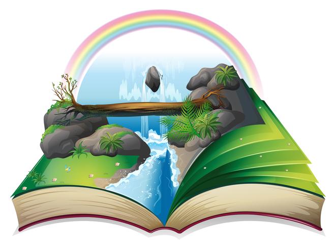 Waterfall book vector