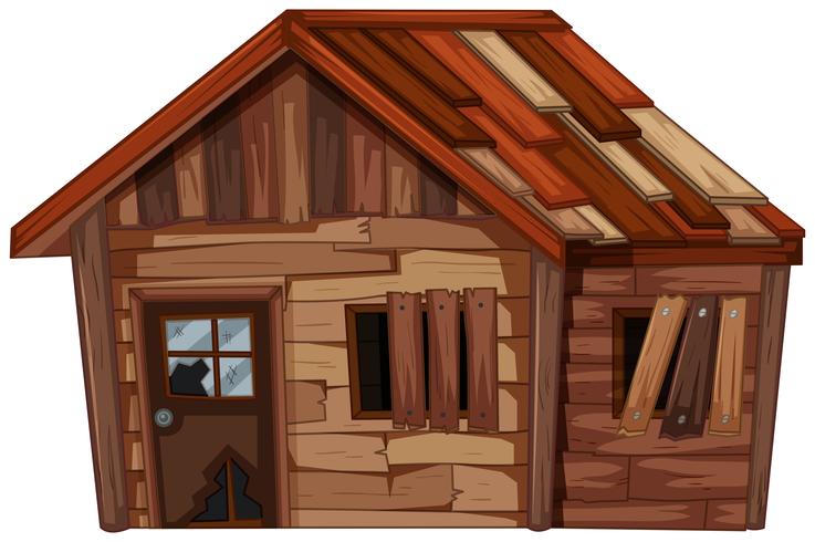 Casa de madera en mal estado. vector