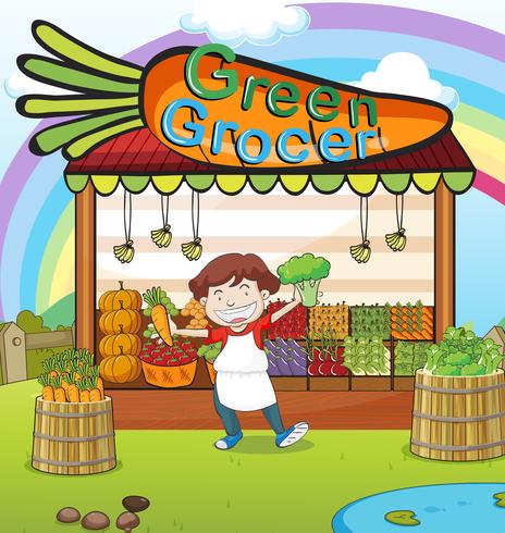 A man and a vegetable shop vector