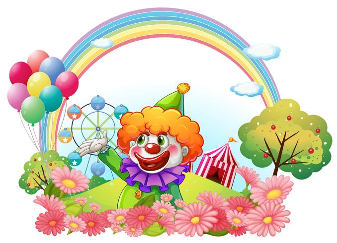 A clown in an amusement park vector