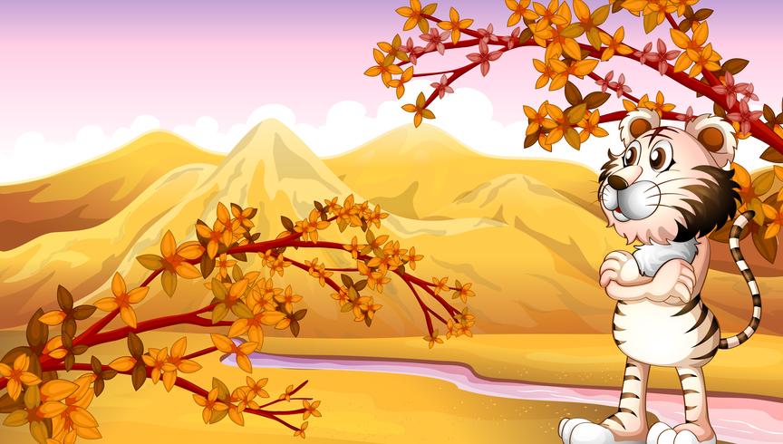 View of the mountain during autumn vector