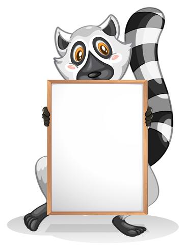 A lemur holding an empty whiteboard vector