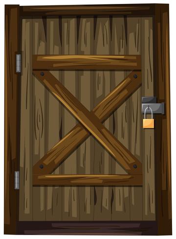 Puerta de madera con cerradura. vector