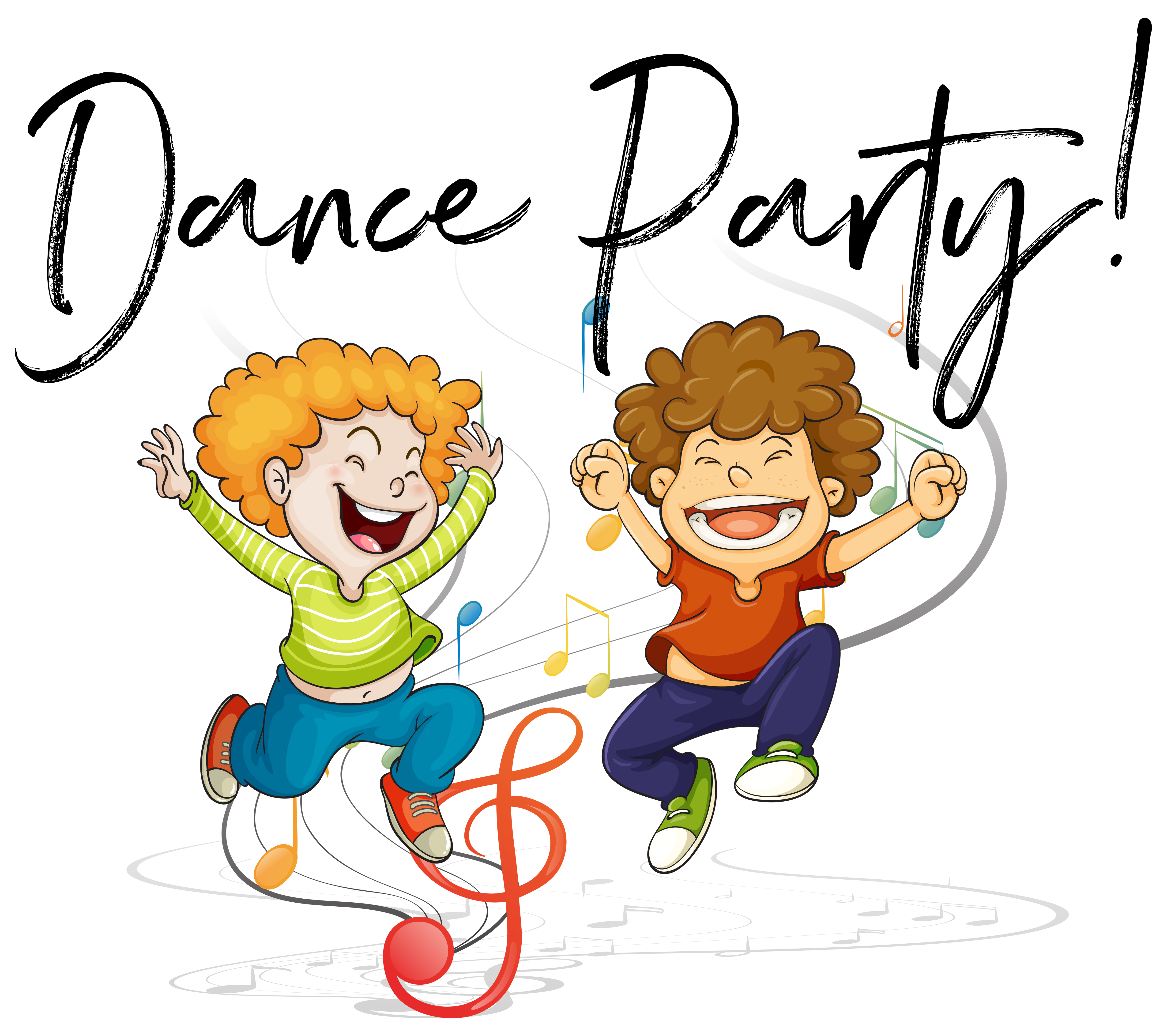 Two Boys Dancing And Words Dance Party 520860 Vector Art At Vecteezy