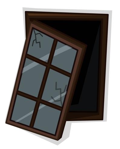 Ventana de madera con mal estado. vector