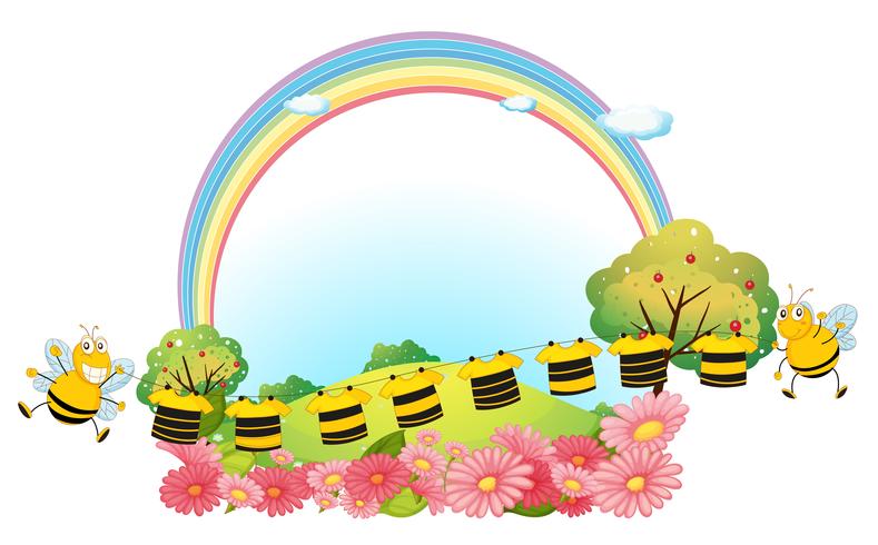 Hanging clothes with bees vector