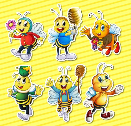 Bees and honey set vector