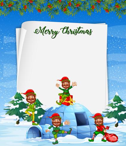 Christmas elf on blank paper template vector