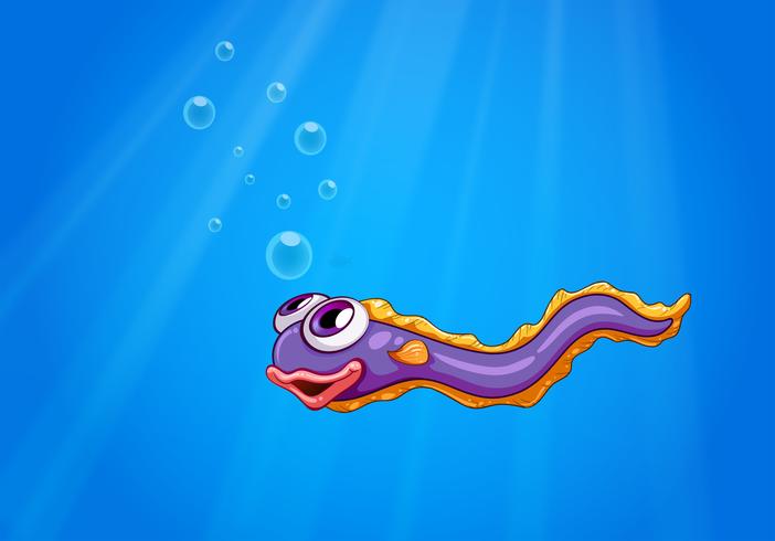 Una anguila bajo el mar vector