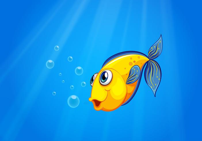 A yellow fish swimming under the sea vector