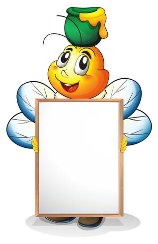 A whiteboard with a honeybee at the back vector