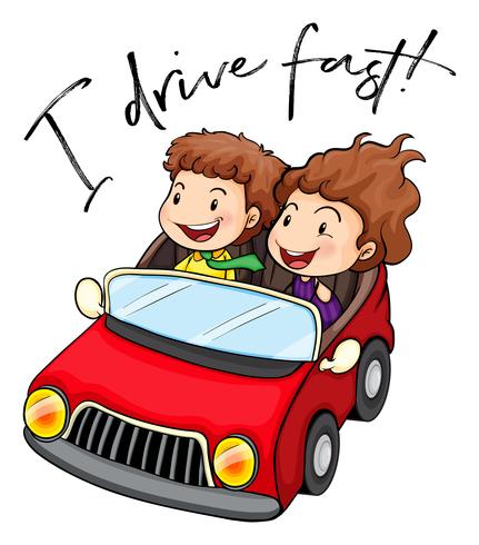 People driving car with phrase I drive fast vector