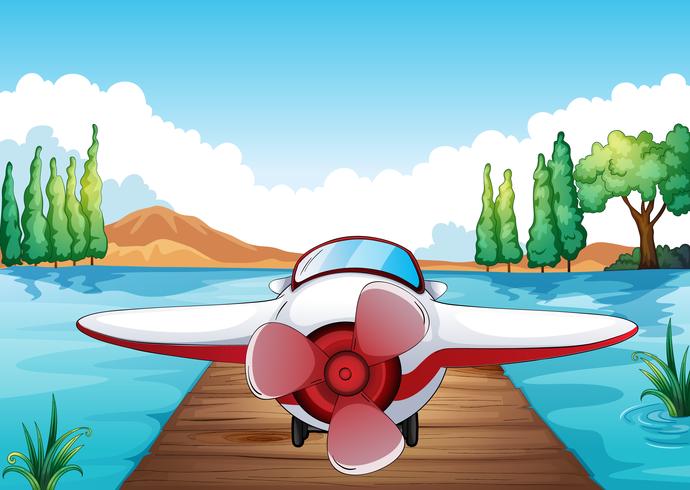 Jetty and aeroplane vector