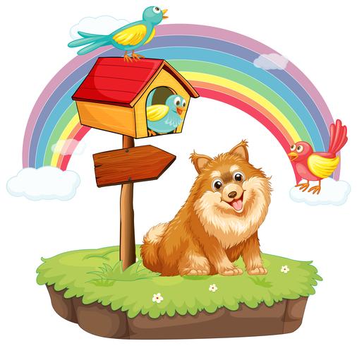 Dog and birdhouse vector