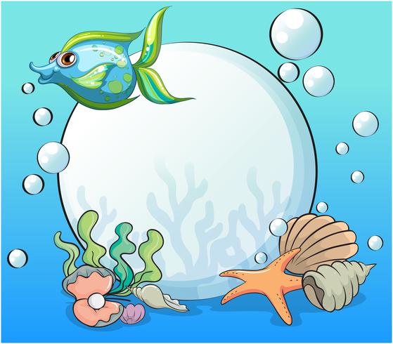 A fish and other sea creatures near the giant pearl vector