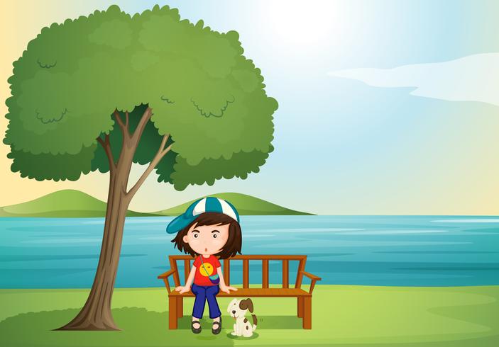 girl and dog vector