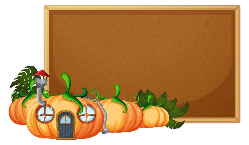 Casa de calabaza en plantilla de panel de corcho vector