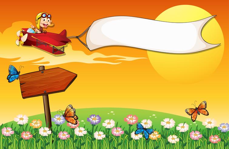A monkey on a plane and the butterflies in the garden vector