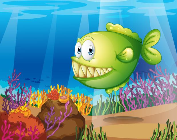 A green piranha vector