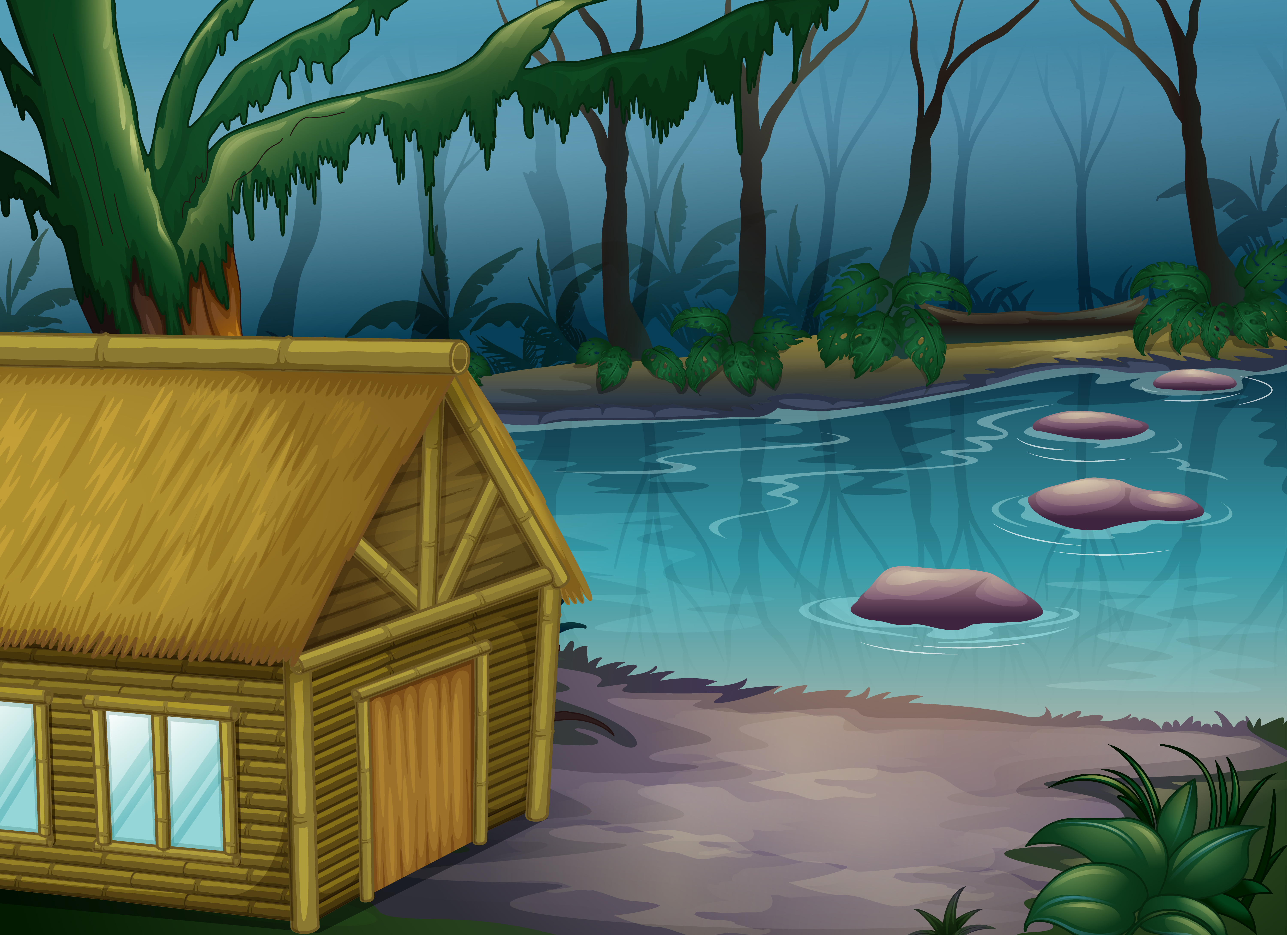 Bamboo cabin in the woods 521153 - Download Free Vectors, Clipart