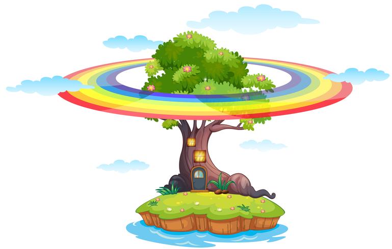 Rainbow and island vector