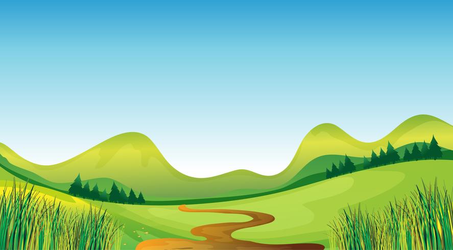 A winding road and mountains vector