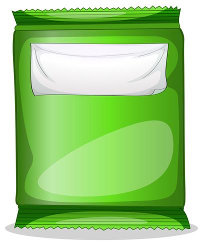 A green pouch with an empty label template vector