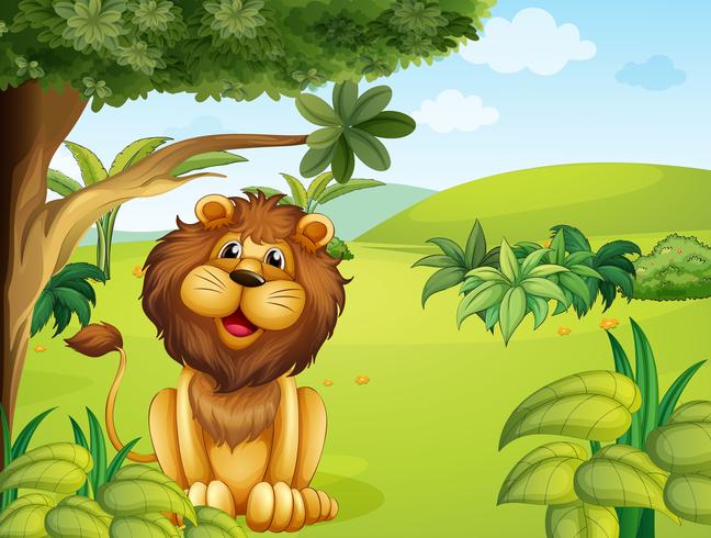 A lion near the big tree vector