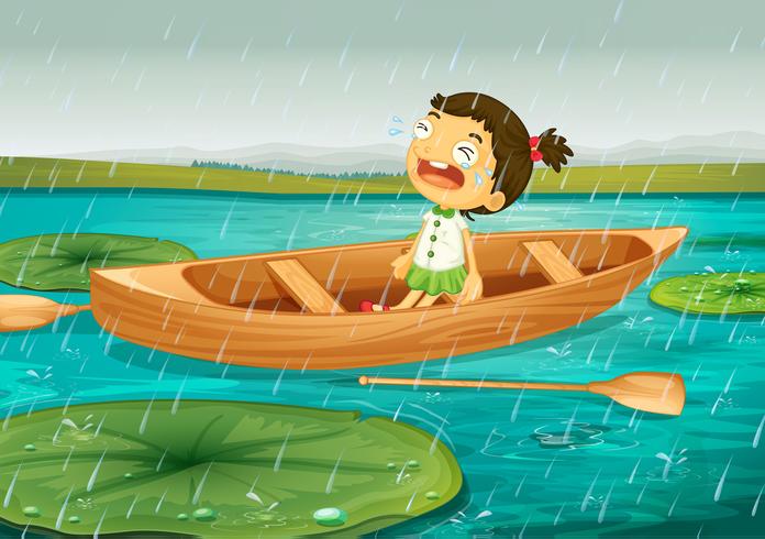 girl and boat vector