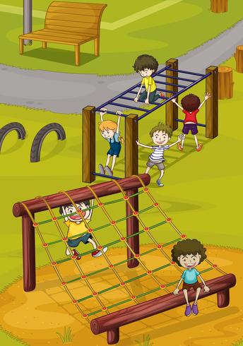 kids and monkey bar vector