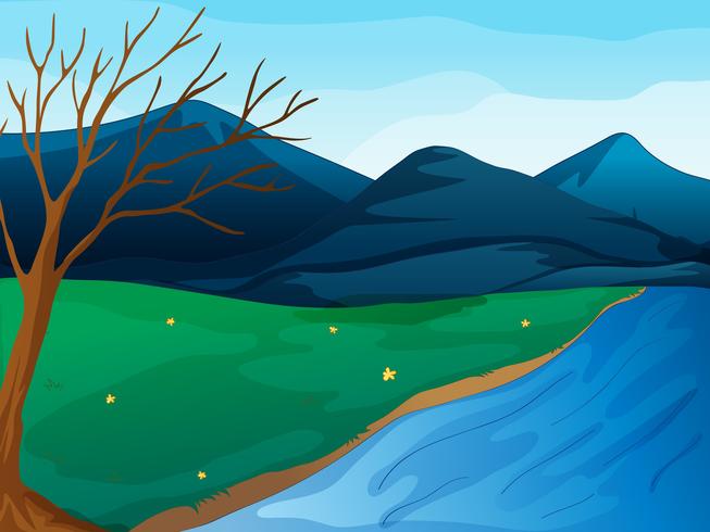 A river and mountains vector