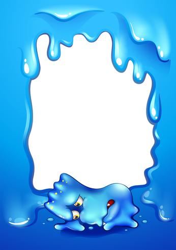 A frame with a blue monster lying down vector