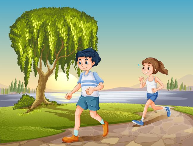 Couple jogging vector