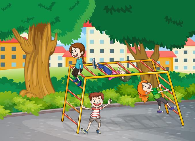 kids and monkey bar vector