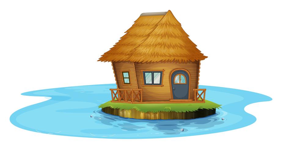 An island with a small house vector