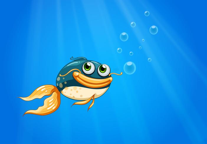 A fish with a big mouth under the ocean vector