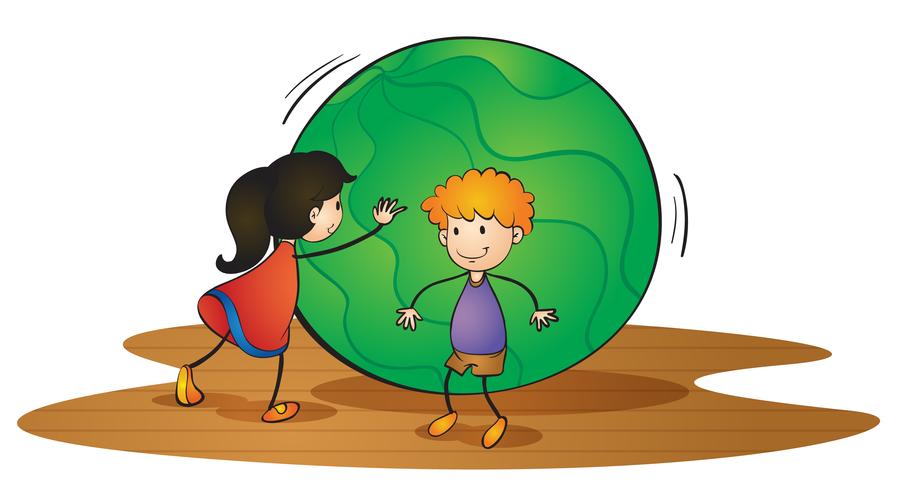 kids and ball  vector