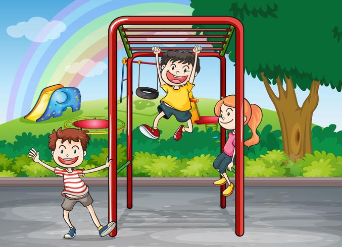 kids and monkey bar vector