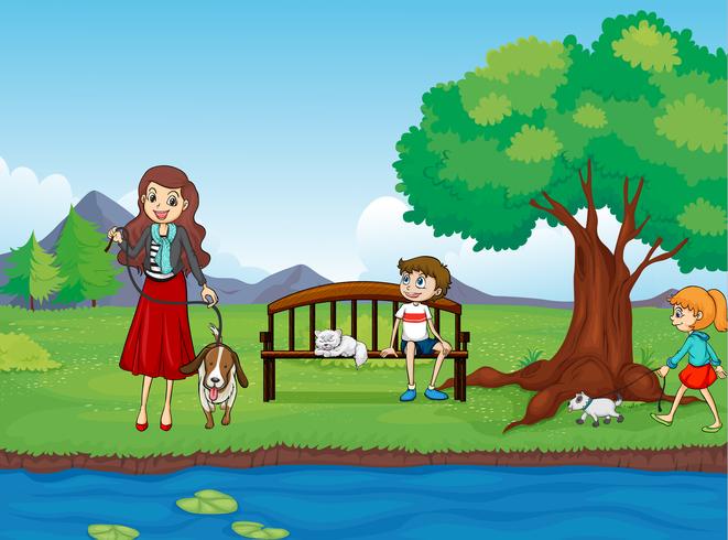 Kids and animals vector