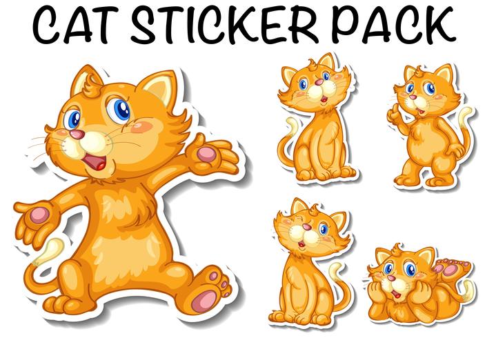 Cute cat sticker pack vector