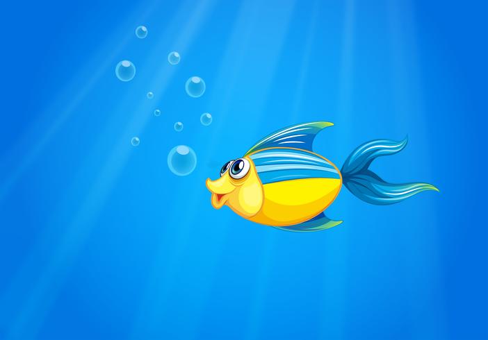 A deep sea with a fish vector