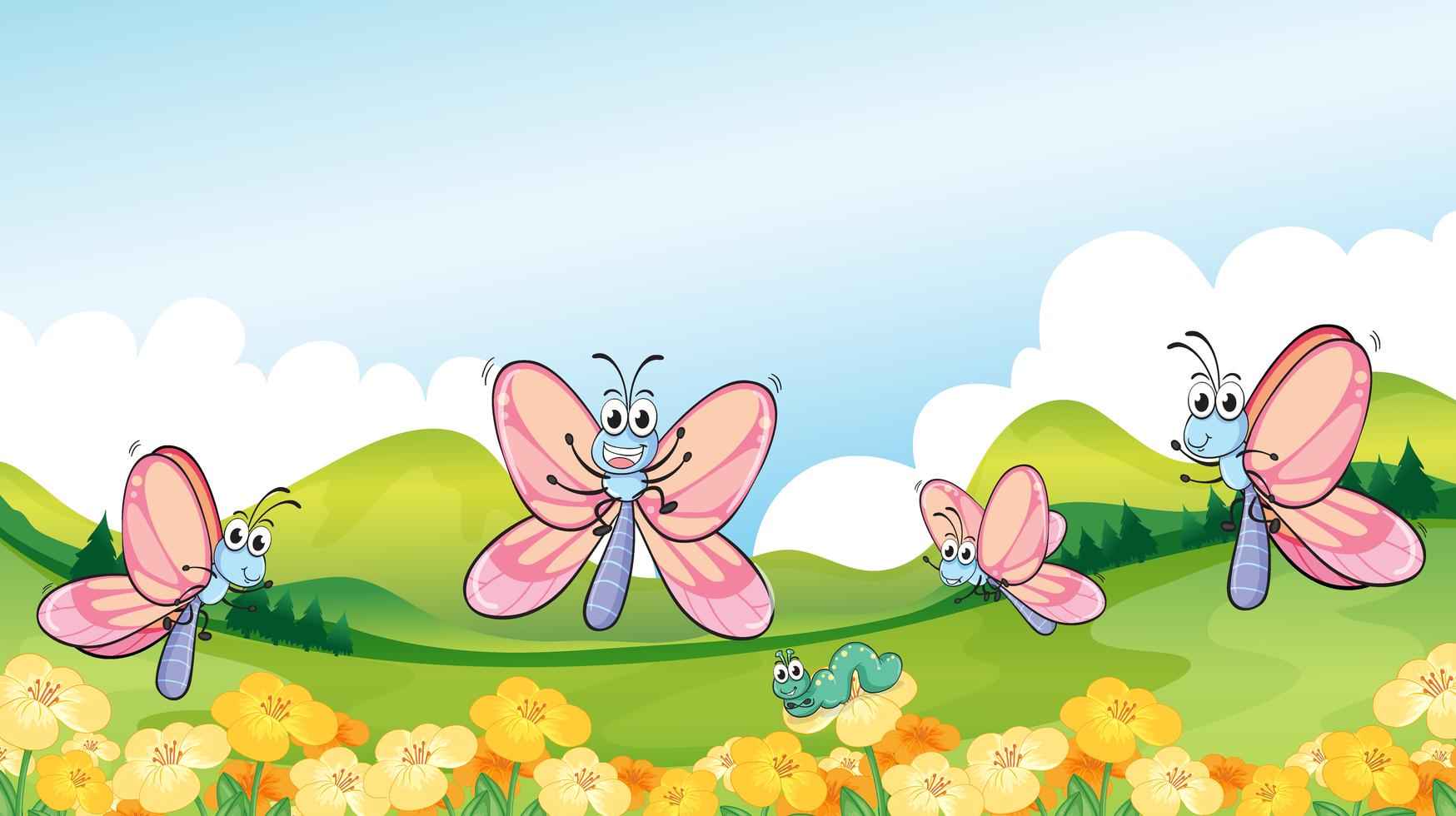 Butterflies in the garden 521521 Vector Art at Vecteezy