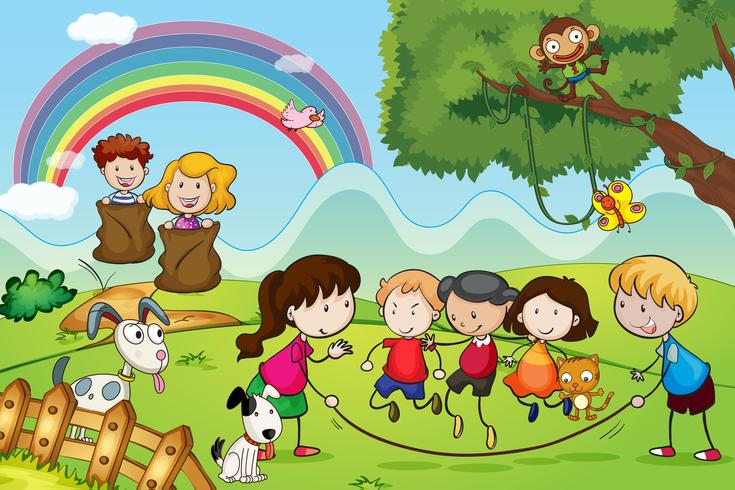 animals and kids vector