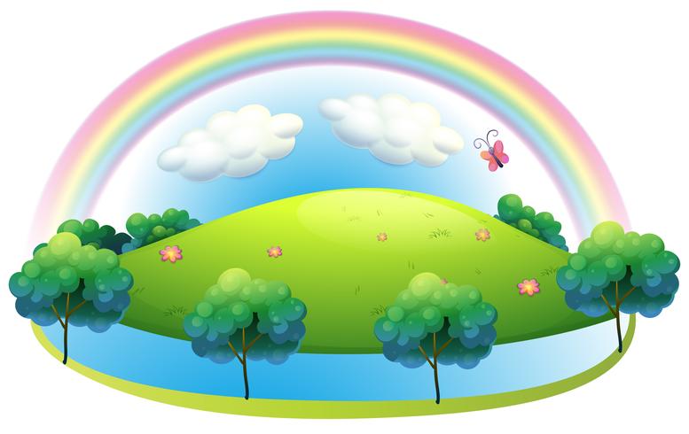 A rainbow at the hill vector