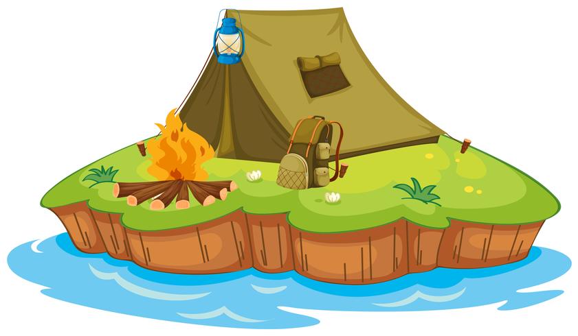 Camping on an island vector