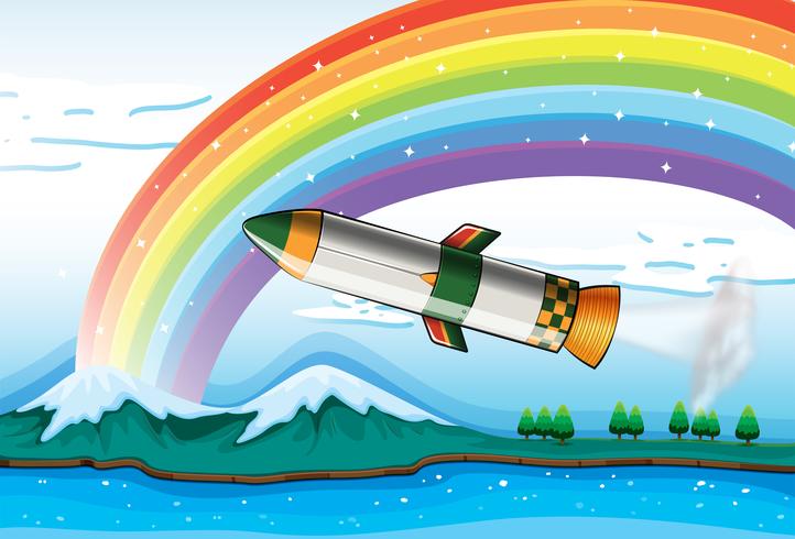 A rainbow above the ocean and an aircraft vector