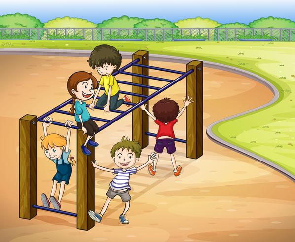 kids and monkey bar vector